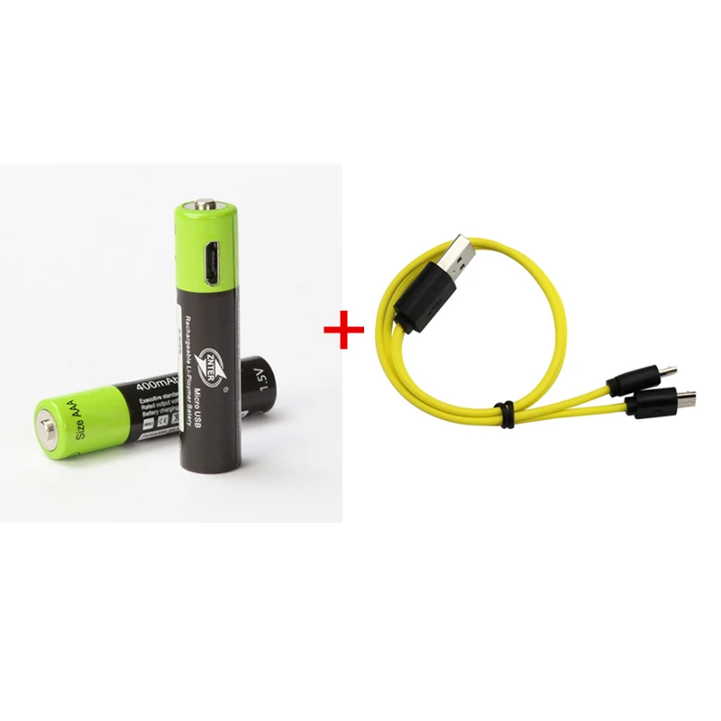 2pcs with usb cable ZNTER 4 шт Mirco USB аккумуляторная батарея aaa батарея 400mAh 1,5 V игрушки пульт дистанционного управления батареи литий-полимерная батарея - Цвет: 2pcs with usb cable