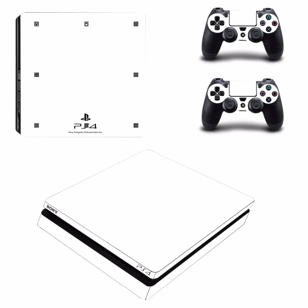 

2017 Pure White PS4 Slim Skin Sticker Film Protector Cover Decals Wrap for PlayStation 4 PS4 Slim Console and 2 controllers