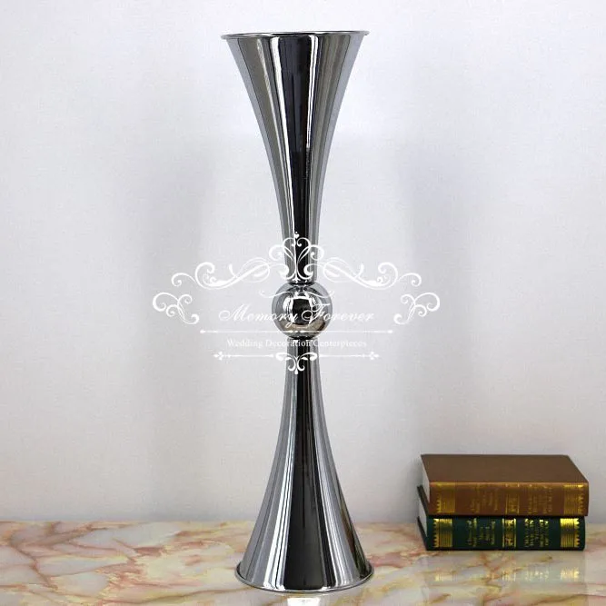 Wholesale 10 Pieces 68cm Tall Iron Trumpet Vase Gold Silver For