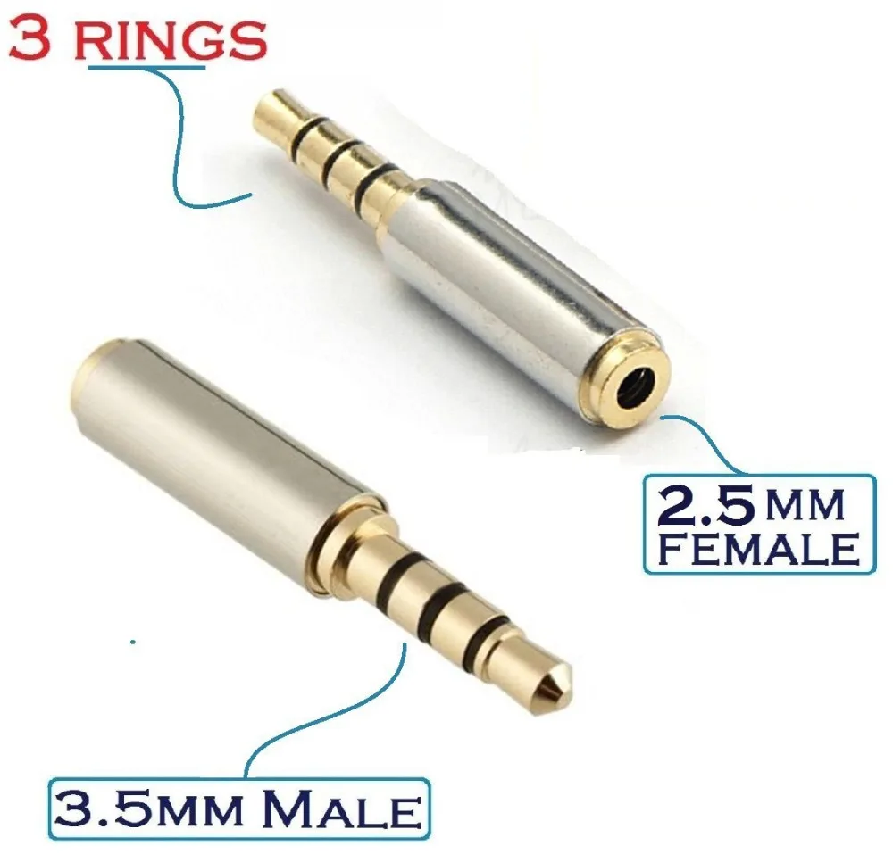 4pcs Gold Plated 4pole 3.5mm Male to 2.5mm Female Audio Stereo