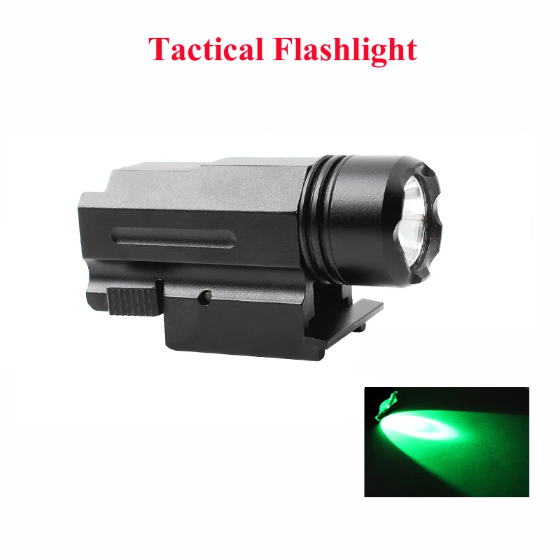 

Good Tactical Accessories Tactical Flashlight Pistol Gun Rifle Scope Green Light Hunting Shooting Airsoft Flashlight 20mm Rail