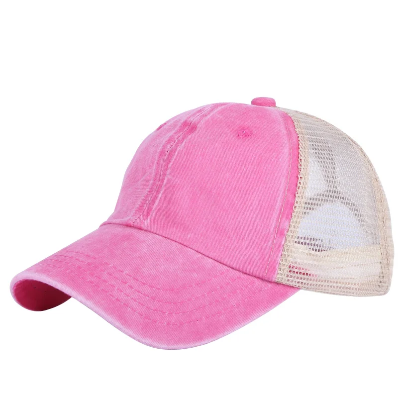 Мужская и женская модная летняя бейсболка, Солнцезащитная сетчатая стильная простая спортивная шапка с надписью 58 см для девочек и мальчиков, snapback - Цвет: rose red