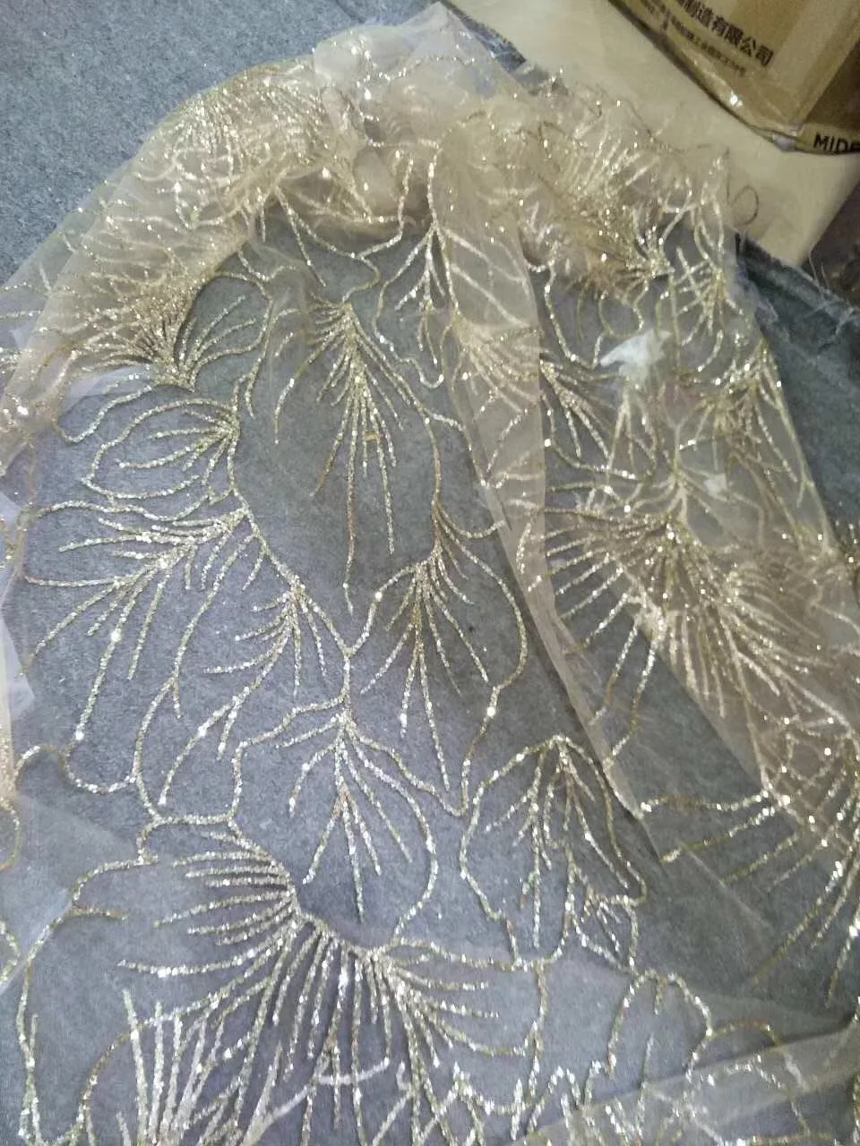 Ap219#5 ярдов шампанское золотой жемчуг блестящие ручной печати наклеенного Блеск Чистый тюль сетка сахар кружевной ткани для распиловки платье