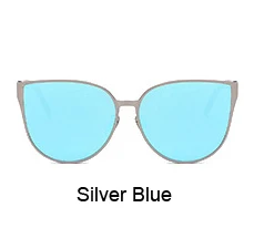 silver blue Новые солнцезащитные очки "кошачий глаз" солнцезащитные очки- женщин больших размеров Брендовая Дизайнерская обувь Для женщин UV400 Cateyes от солнца очки с зеркальными линзами lentes de sol 863 - Цвет линз: silver blue