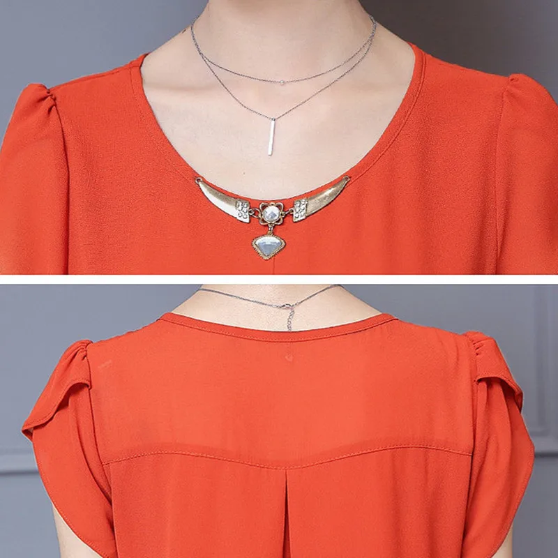 Женская летняя блузка с круглым вырезом и коротким рукавом|blusas femininas|women blousesnew