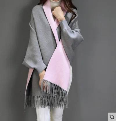 SC2 2018 Oversize Out Wear Scarf Winter Knitted Poncho Women Solid Design Cloak Female Long Batwing Sleeves Coat Vintage Shawl