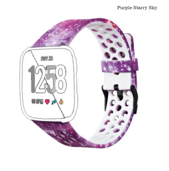 S 19,5 см браслет ремешок на запястье для Fitbit Versa умный Браслет Силиконовый вентилируемый спортивный ремешок для часов с узором ремешок для умных часов
