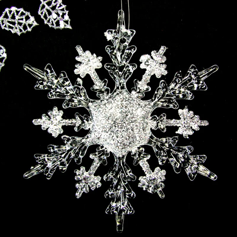 

Christmas Snowflake Clear Purple Blue Crystal Acrylic Snow for Xmas Tree Pendant DIY Decorative Accessory Craft Scrapbooking E