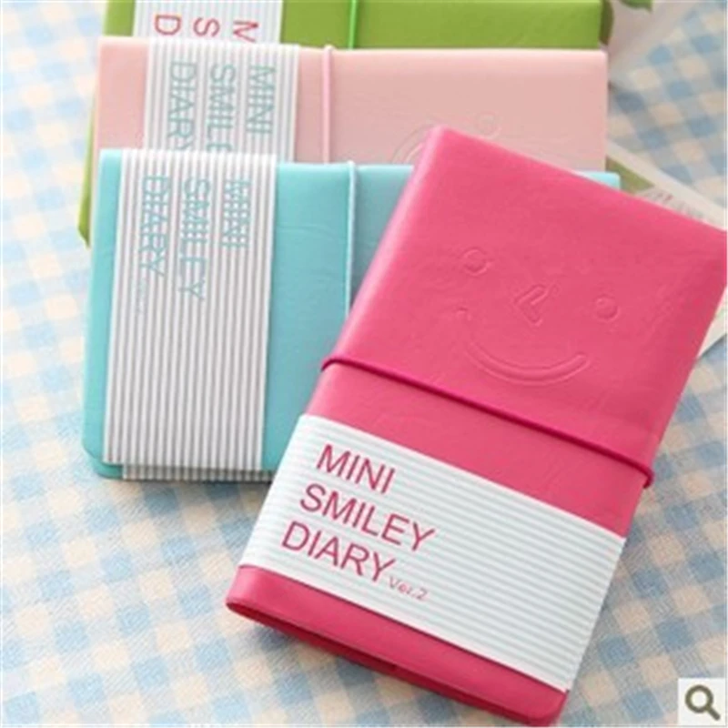 

H402 Korean stationery smile leather notebook candy color smiling face Notepad Stationery office supplies for students