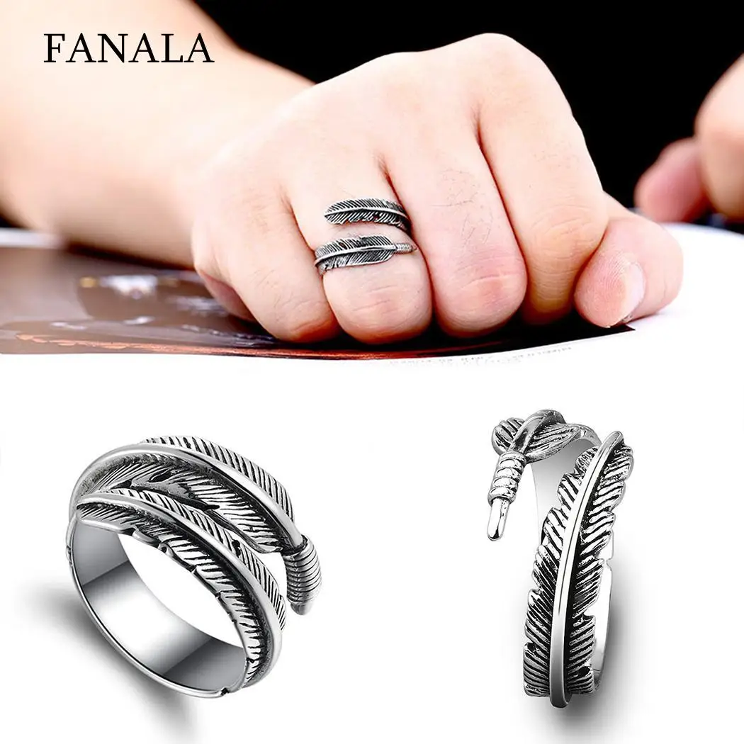 FANALA Unisex Rings Fashion Casual Carved Leaves Shape Open Female Ring Jewelry Charm Wedding Ring Silver rings for women anillo