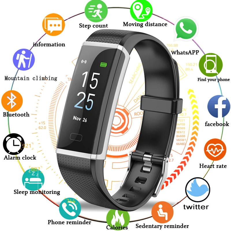 

Relogio masculino 2019 BANGWEI New Brand Smart watch Men women Healthy heart rate monitoring wristband Waterproof sports watch