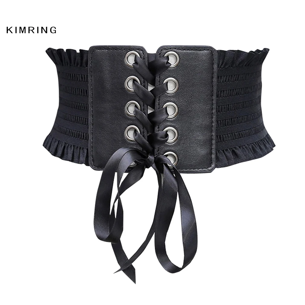 Kimring Fashion Steampunk Corset Belt Retro Gothic Lace Up Waist Belt Corset and Bustiers Slim