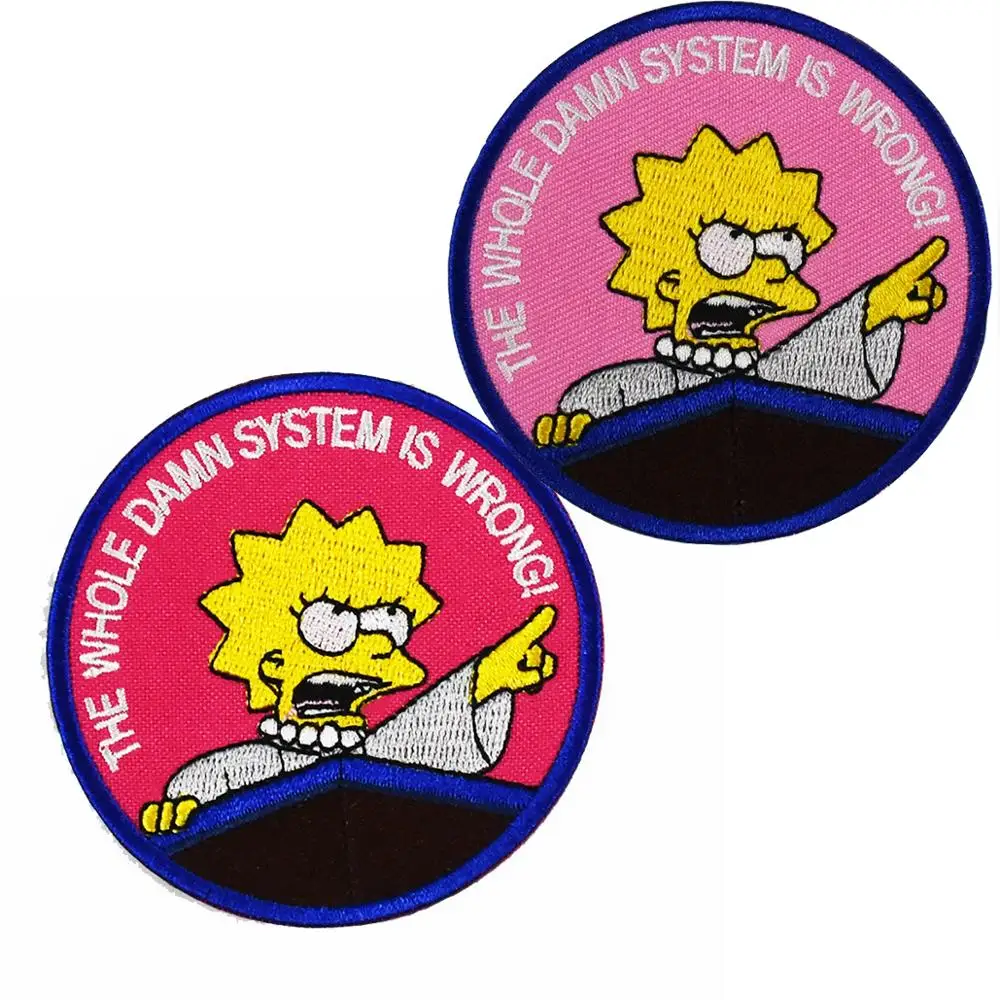 

Simpsons Patches Iron on Embroidered Cloth Patch For Girls Boys Clothes Stickers Apparel Garment Accessories Emblem Embroidery