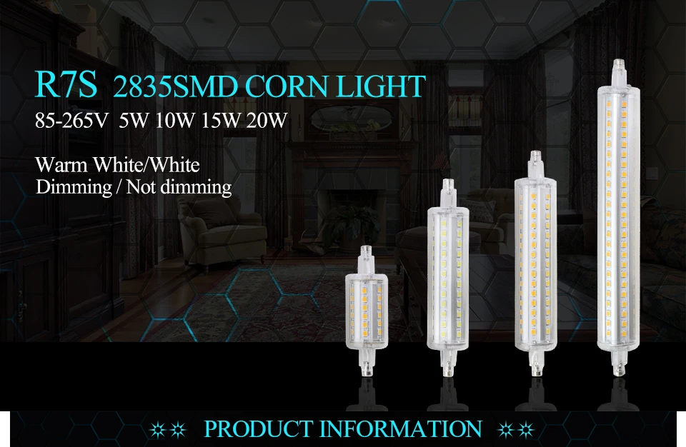 R7S Led Bulb Corn Lamp Dimmable 5W 10W 15W 20W 78mm 118mm 135mm 189mm SMD2835 Light Replace Halogen Lamps AC85V-265V (1)