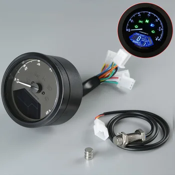 

12V LED Backlight Electronic Induction Type Tachometer Speedometer Odometer Gauge Kit 12000RPM for 1/2/4 Cylinders Motorcycle