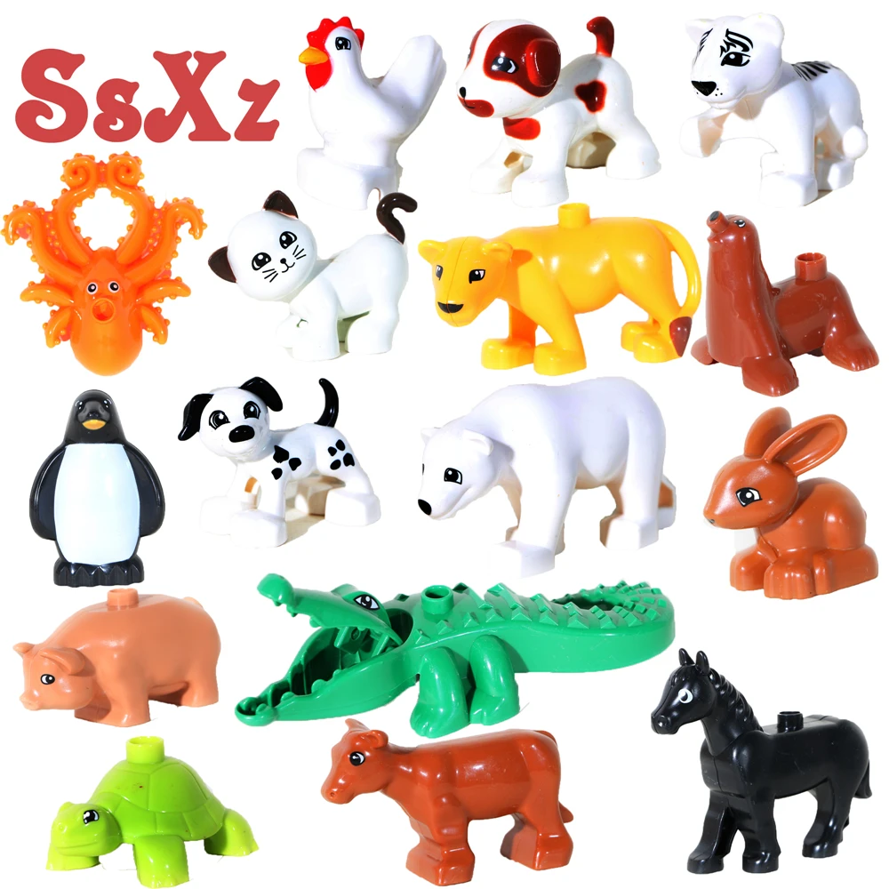 WHSSXZ Brand Original Duplo Animal Large Particle Building Blocks Zoo