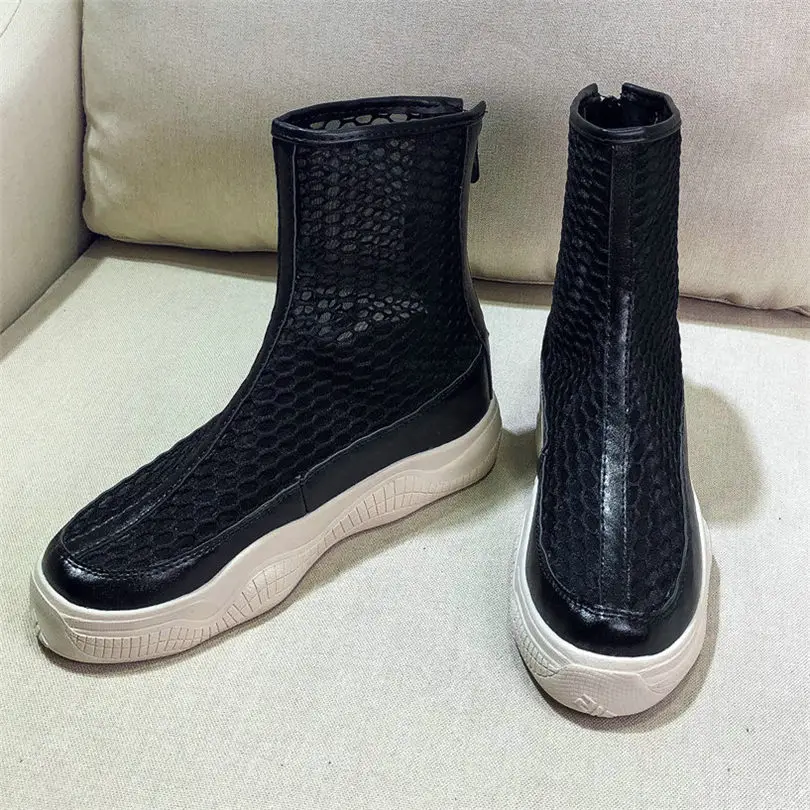 

Trainers Shoes Women Black White Breathable Mesh Party Riding Boots Wedges Platform Summer Sneakers Casual Shoes Punk Oxfords