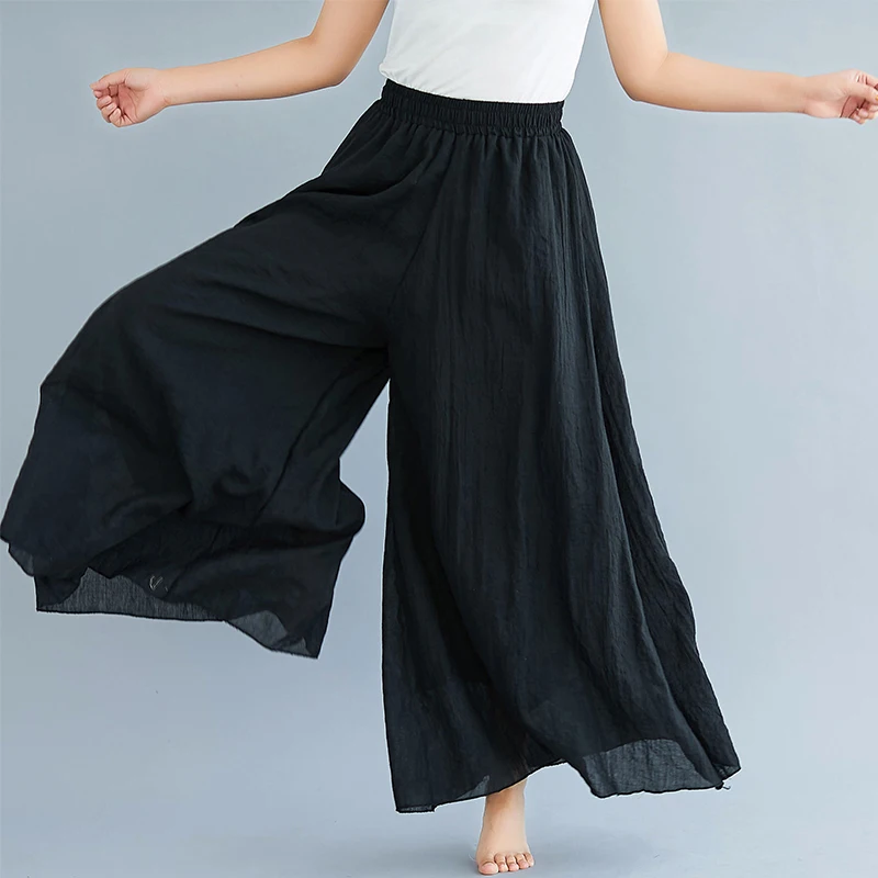 #0605 Elastic High Waist Beach Cotton Linen Wide Leg Pants Women Plus Size Full Length Trousers Female Vintage Loose Summer #0605 Elastic High Waist Beach Cotton Linen Wide Leg Pants Women Plus Size Full Length Trousers Female Vintage Loose Summer