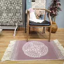 Скандинавский простой хлопковый тканый коврик с кисточками эркер Йога кровать одеяло гостиная пол декоративный коврик