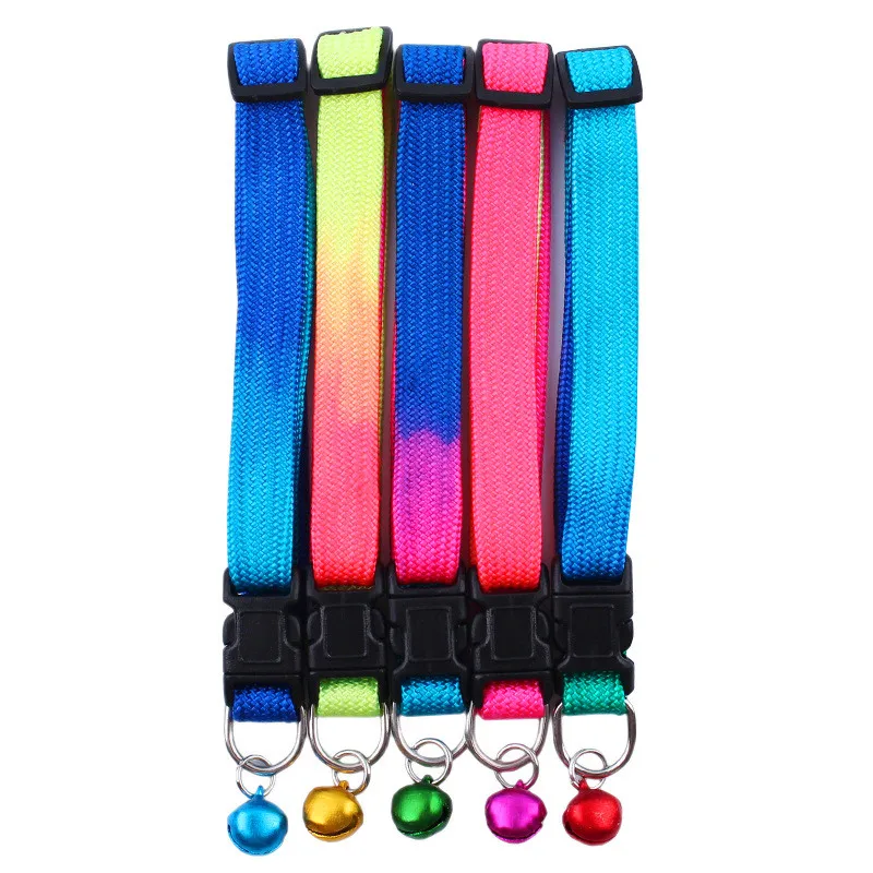 

Colorful Adjustable Small Dogs Cat Collar Puppy Nylon Pet Dog Collar Necklace with Bell For Dog Cat Rabbit Supplies