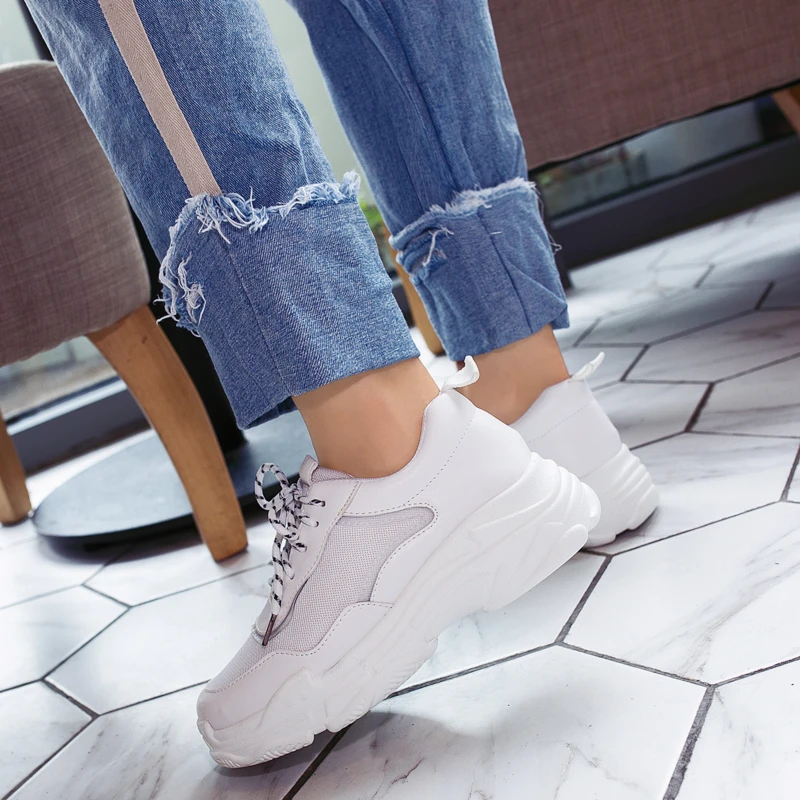 BONJOMARISA/ г. Весенние брендовые сетчатые кроссовки размера плюс 29-46,, женская обувь для папы на плоской платформе повседневная мягкая женская обувь на плоской подошве