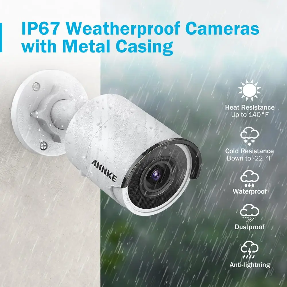 Top ANNKE 8CH 8MP Ultra HD PoE Network Video Security System 4K H.265 Surveillance NVR 4x8MP HD IP67 POE CCTV Bullet Cameras 5