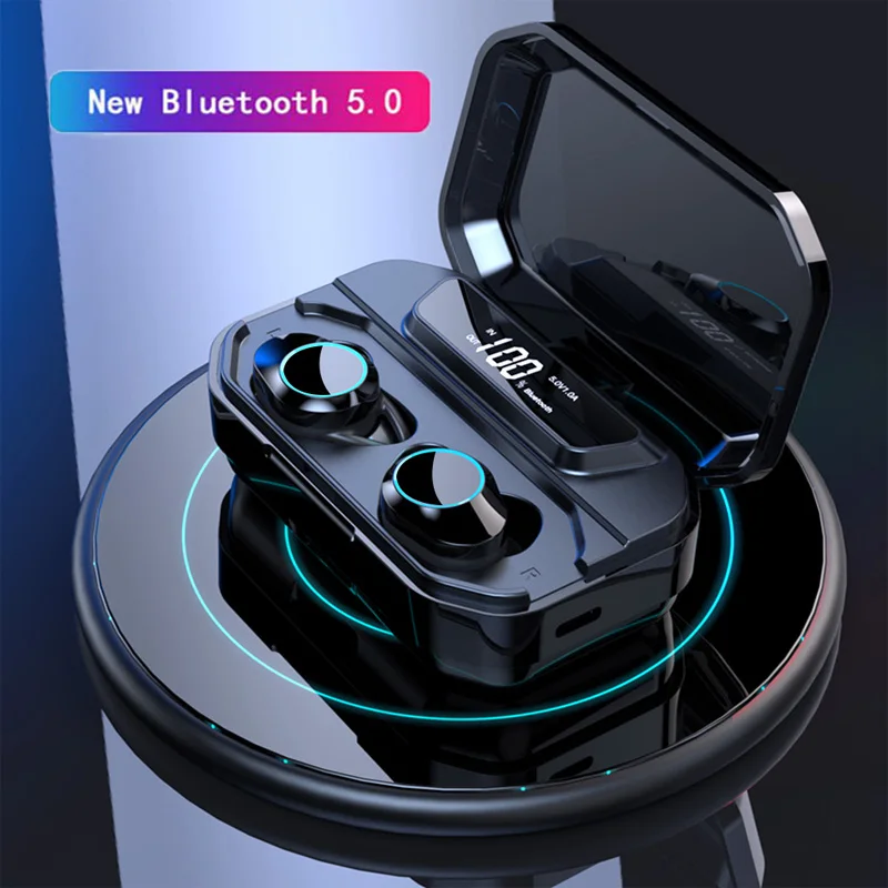 

G02 TWS 2019 Wireless Bluetooth 5.0 Earphones ipx7 Waterproof Touch control true wireless earbuds 3300mah Power bank Earphone