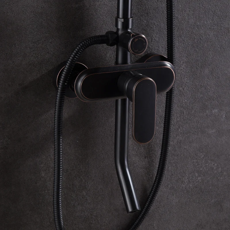 New Bronze Black Bathroom Shower Faucet Mixer Wall Mount 8