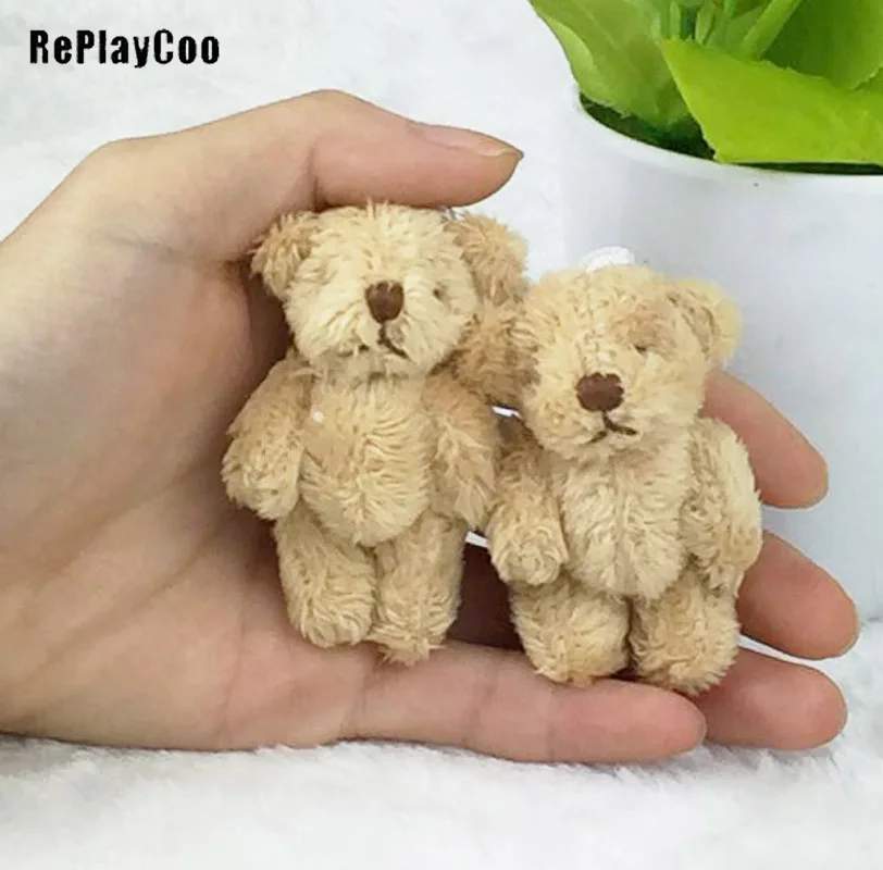 

100PCS/Lot Mini Joint Bear Stuffed Plush Toys 6.5cm Cute Light Ted Bears Pendant Dolls Gifts Birthday Wedding Party Decor J00503