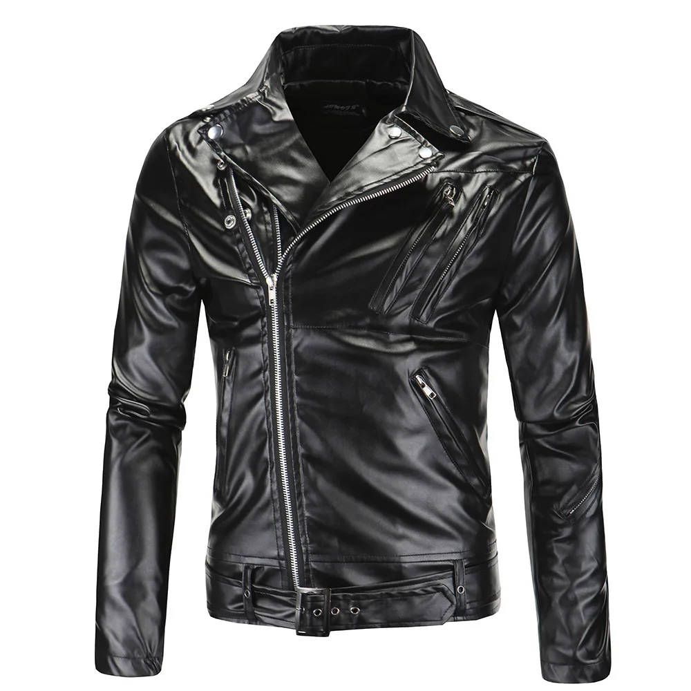 Men Fashion Leather Jacket Zipper Design Mens Oily skin Leather Jacket ...