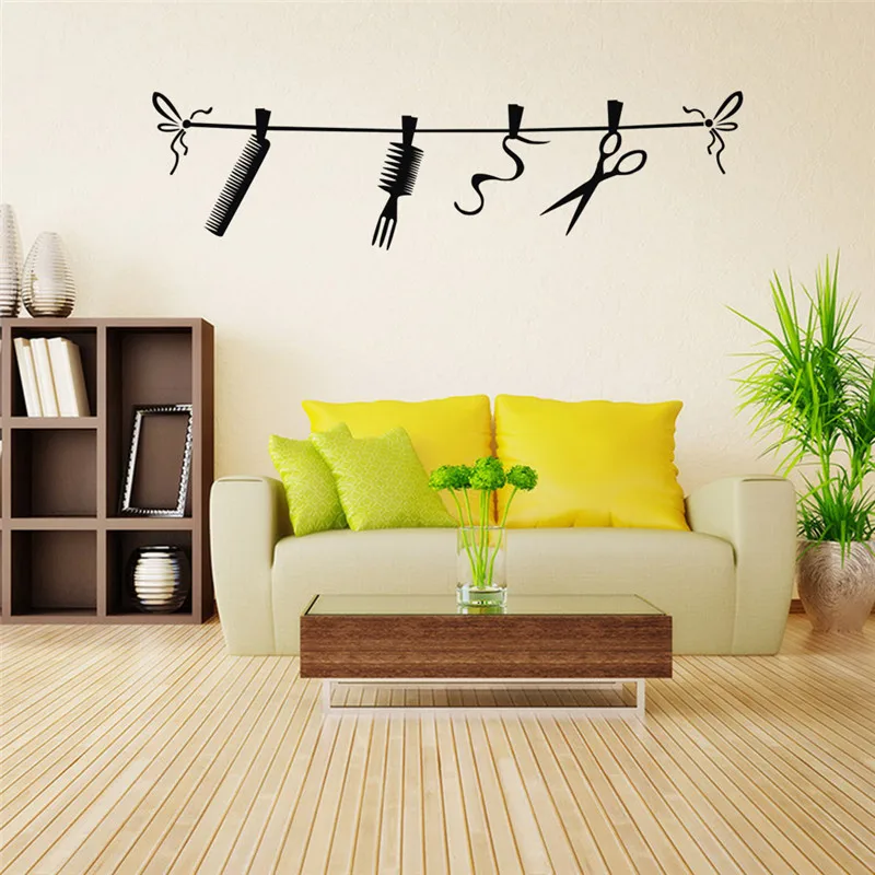 

Black Cut Hair Hairdressing Salon Vinyl Wall Sticker Glass Mural Decal Removable art Wallpaper Home Decor Fresco Room Decoration