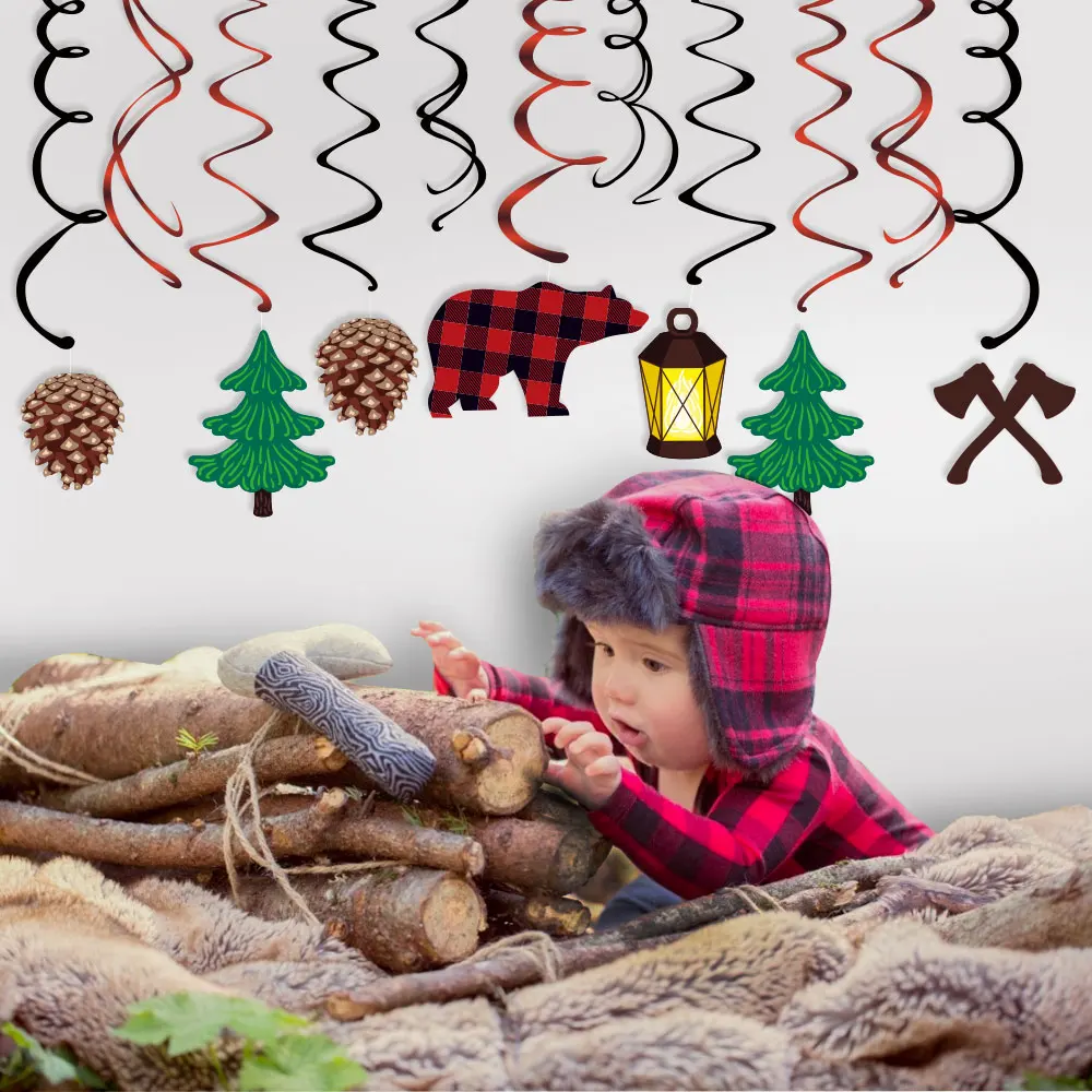 Us 9 59 40 Off Lumberjack Theme Party Decorations Pvc Ceiling Spiral Birthday Party Favors Hanging Swirl Wedding Merry Christmas Decor For Home In