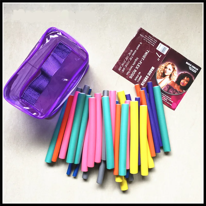 Luxury 42pcs Hair Twist Flex soft Foam Rods Beauty Curly Spiral bendy