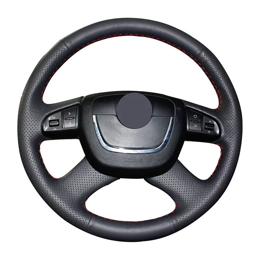 

Hand-stitched Black Artificial Leather Car Steering Wheel Cover for Skoda Octavia Octavia a5 a 5 Superb 2012 2013 Fabia 2010