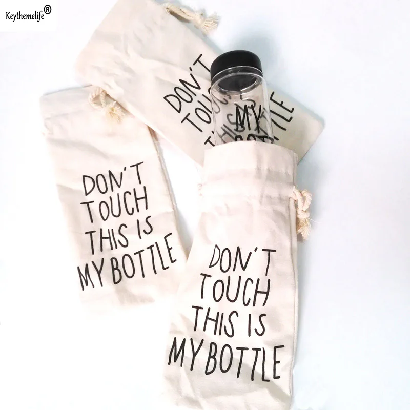 

Versatile Canvas Drawstring Water Bottle Cover Bag Sport Camping Hike Running Water Vacuum cup 27.5 * 13cm Bottle bag
