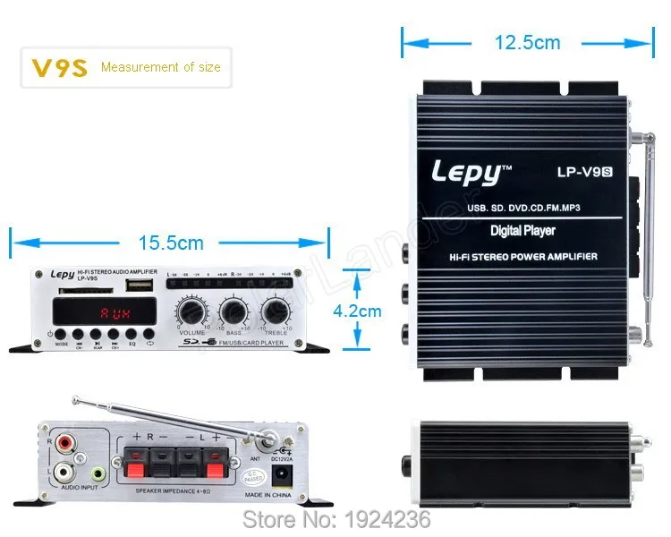 Новинка: 12-вольтный мини автомобиль Lepy Hi-Fi Цифровой V9S USB FM цифровой усилитель мощности многофункциональный небольшой усилитель мощности аудио hi-fi