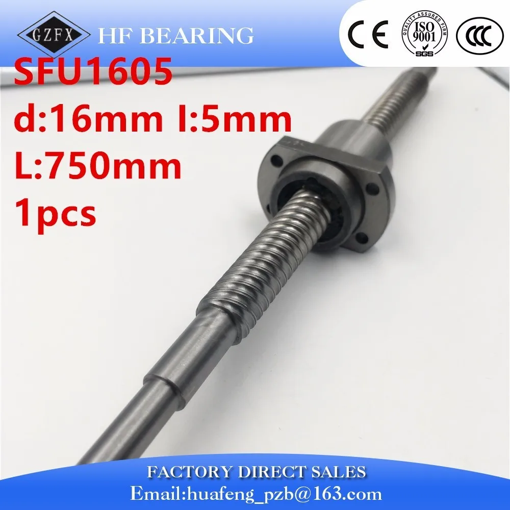 

1pc Ball Screw SFU1605 750mm + 1pc RM 1605 Ballscrew Ballnut BK/BF12 end machined CNC Parts RM1605 750mm