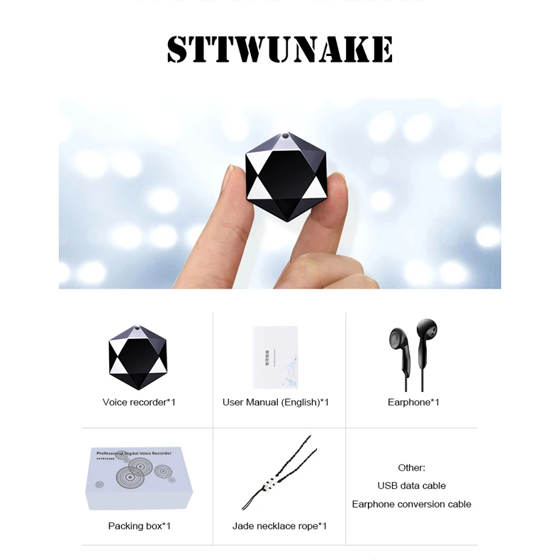 STTWUNAKE original Audio Voice Recorder professional Digital HD Dictaphone Mini hidden denoise long-distance HiFi Lossless MP3 STTWUNAKE original Audio Voice Recorder professional Digital HD Dictaphone Mini hidden denoise long-distance HiFi Lossless MP3