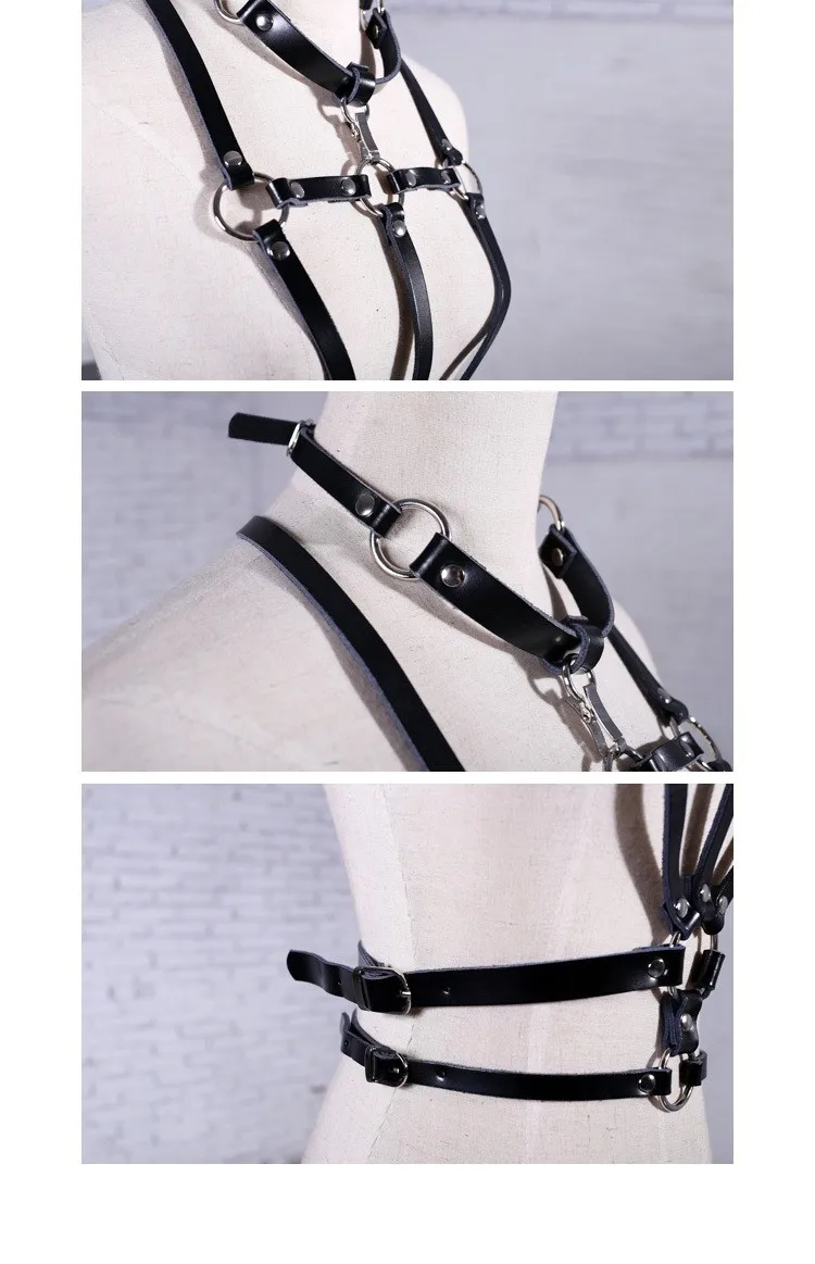 HARNESS, US style leather strap body harness with detachable removable  collar around neck adjustable buckles 3 line waist belts - AliExpress