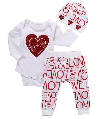 3 предмета, комбинезон для новорожденных девочек с сердечком+ милые штаны+ милые леггинсы комплект одежды с шапочкой летний комплект одежды