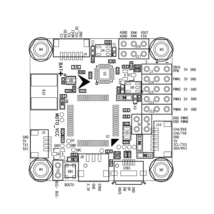 Betaflight F4 Pro(V2) управление полетом Встроенный OSD/BEC для гоночного дрона FPV DIY квадрокоптера F20436