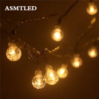 

ASMTLED 10m 80LED Crystal String battery Lights Fairy Ball Waterproof LED Strings For Party Christmas Wedding Holiday Decoration