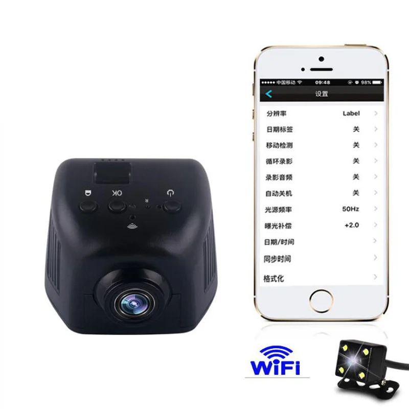 

Null Car Camera Recorder Dual Lens Wifi Hidden Type Car Camera G-sensor Cyclic Recording Dash Cam 1080P APP Wireless Control