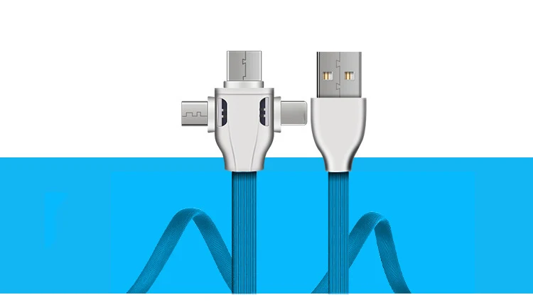 3 в 1 кабель USB светильник плоский кабель Micro usb type-C кабель для huawei Xiaomi Redmi samsung USB кабель для iPhone XR X XS MAX - Цвет: Blue