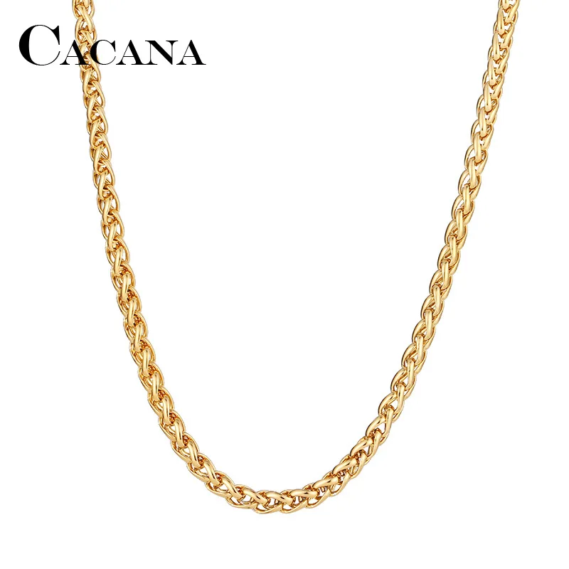 

CACANA Stainless Steel Chain Necklaces For Man Women Gold Silver Color For Pendant Flower Basket Donot Fade Jewelry A1309
