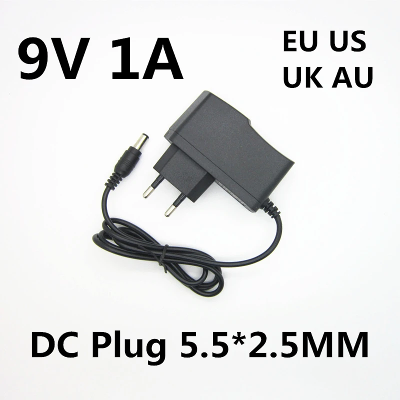 

1PCS Power Supply DC 9V 1A 1000MA AC 110V 220V To 9V Power Adapter Supply EU Plug charger 9 V Volt For LED strip light TV Box