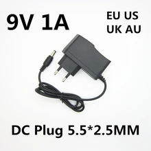 Fonte de alimentação, fonte de alimentação dc 9 v 1a 1000ma ac 110v 220v a 9 v fonte adaptadora de alimentação carregador de tomada da ue 9 v, para caixa de iluminação led