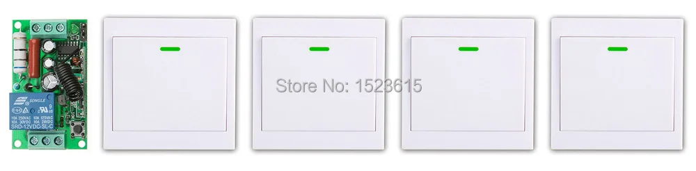 

New AC220V 1CH Wireless Remote Control Switch System Receiver +4* Wall Panel Remote Transmitter Sticky Remote Smart Home Switch