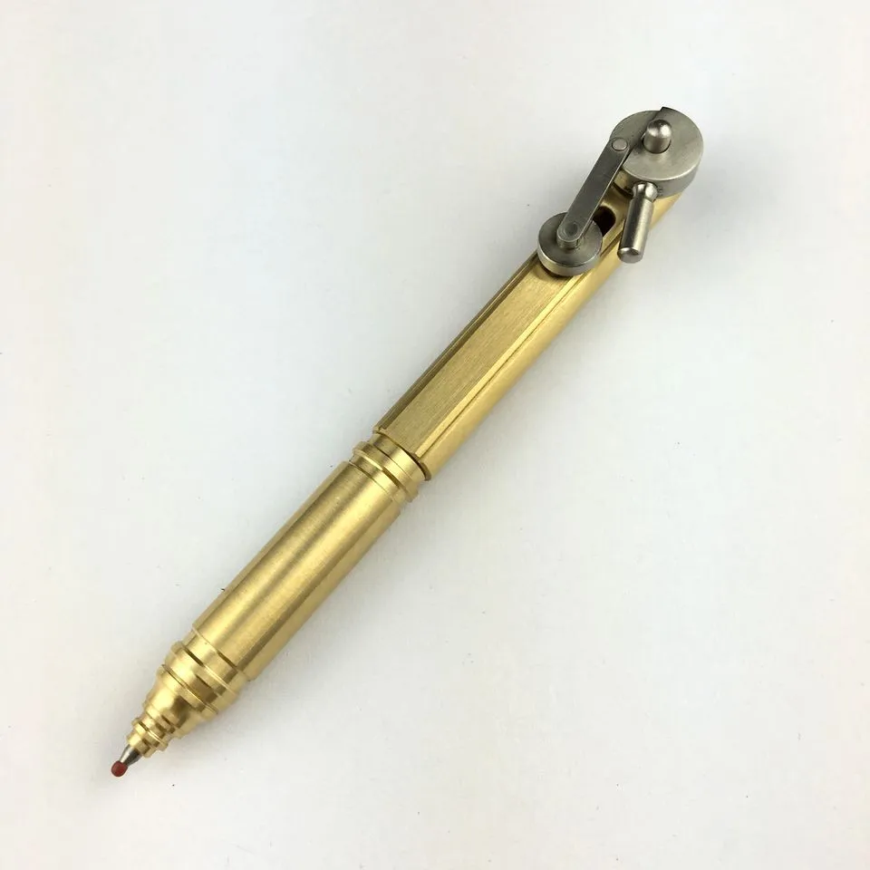 Пишущие инструменты EDC твердая латунная ручка из нержавеющей стали механическое колесо шариковая ручка
