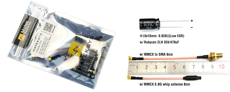 Transmissor de Vídeo Matek para rc Mateksys Fchub-vtx v - 1a Bec w 5.8g 40ch 25 200 500mw Comutável Multirotor Fpv Corrida 627v Pdb 5 10 Mateksys FCHUB VTX 6 ~ 27V PDB